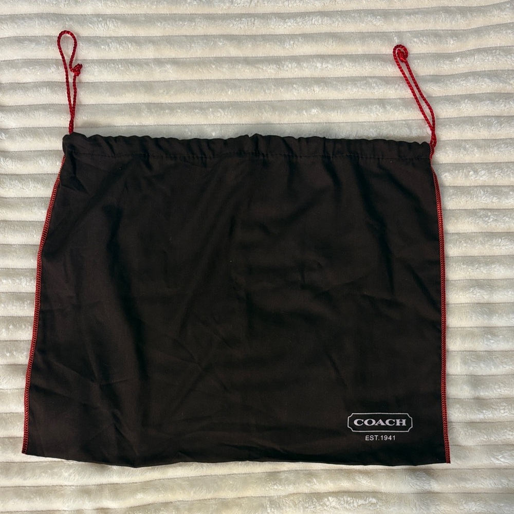 Coach Brown Dust Bag with Red Trim and Drawstrings
